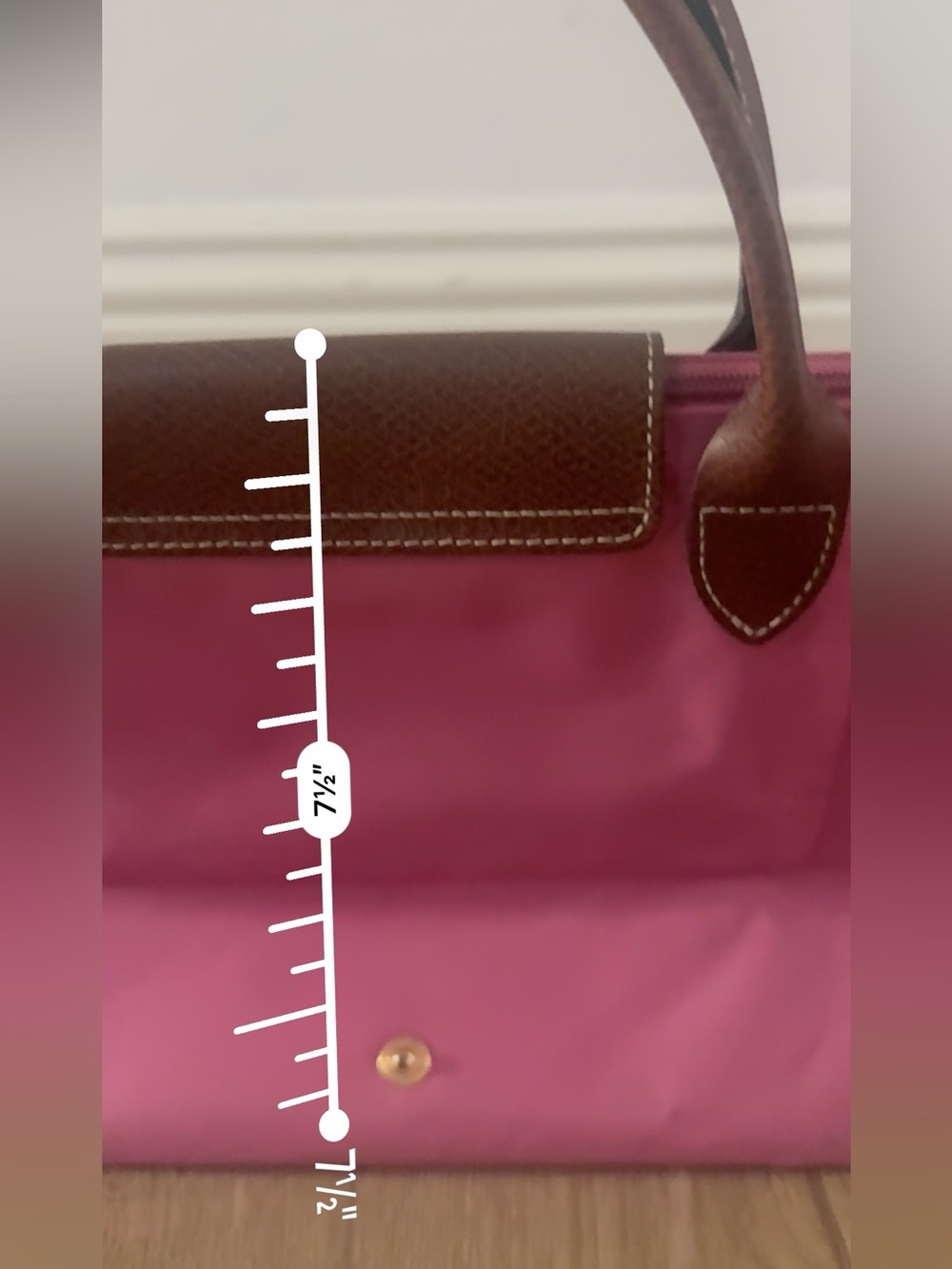 Longchamp LE PLIAGE ORIGINAL S HANDBAG Pink Canvas Snap Zip Tote Purse French - Picture 5 of 14